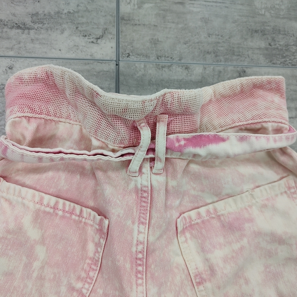 Free People Women's Olivia Pink Acid Wash Distressed Paper bag Shorts Size 27 - Picture 8 of 11